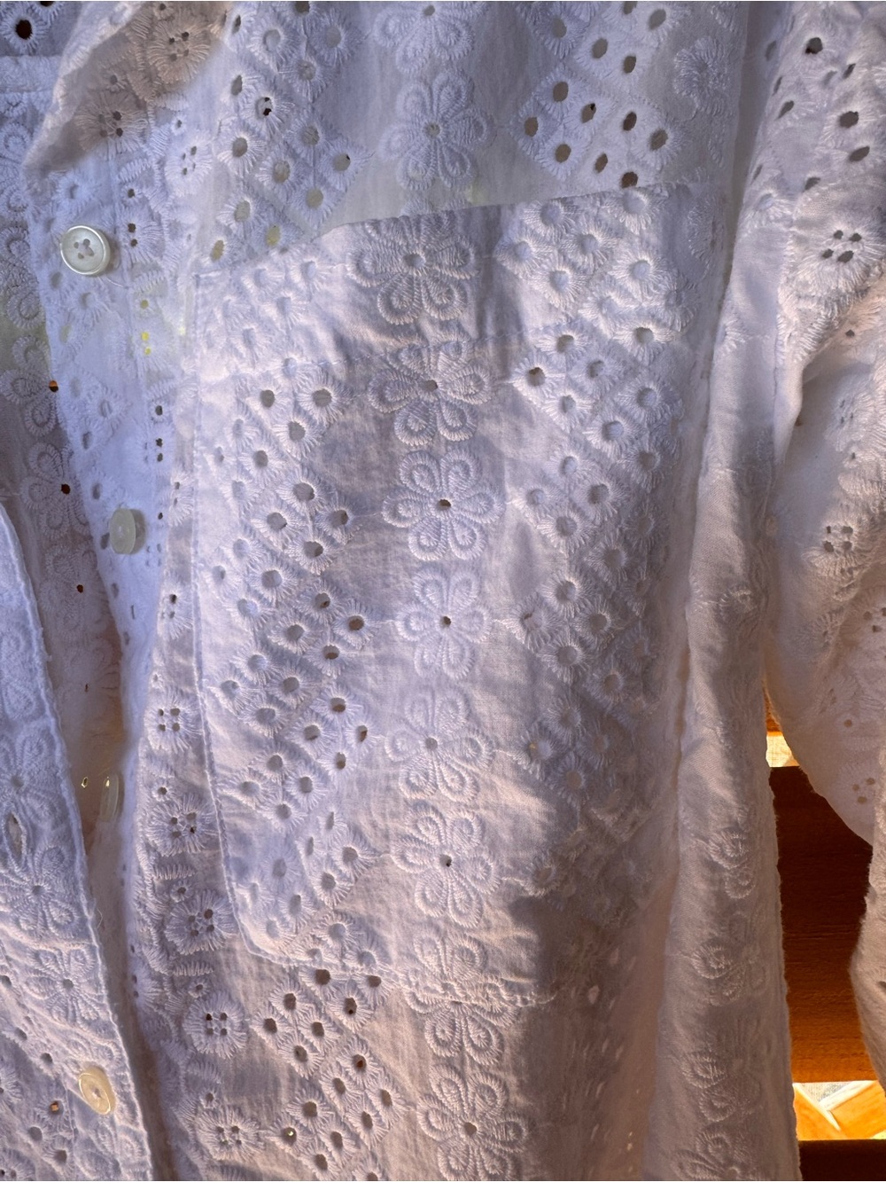 LOFT White Broderie Anglaise Button-Down Blouse NWT - Picture 5 of 11